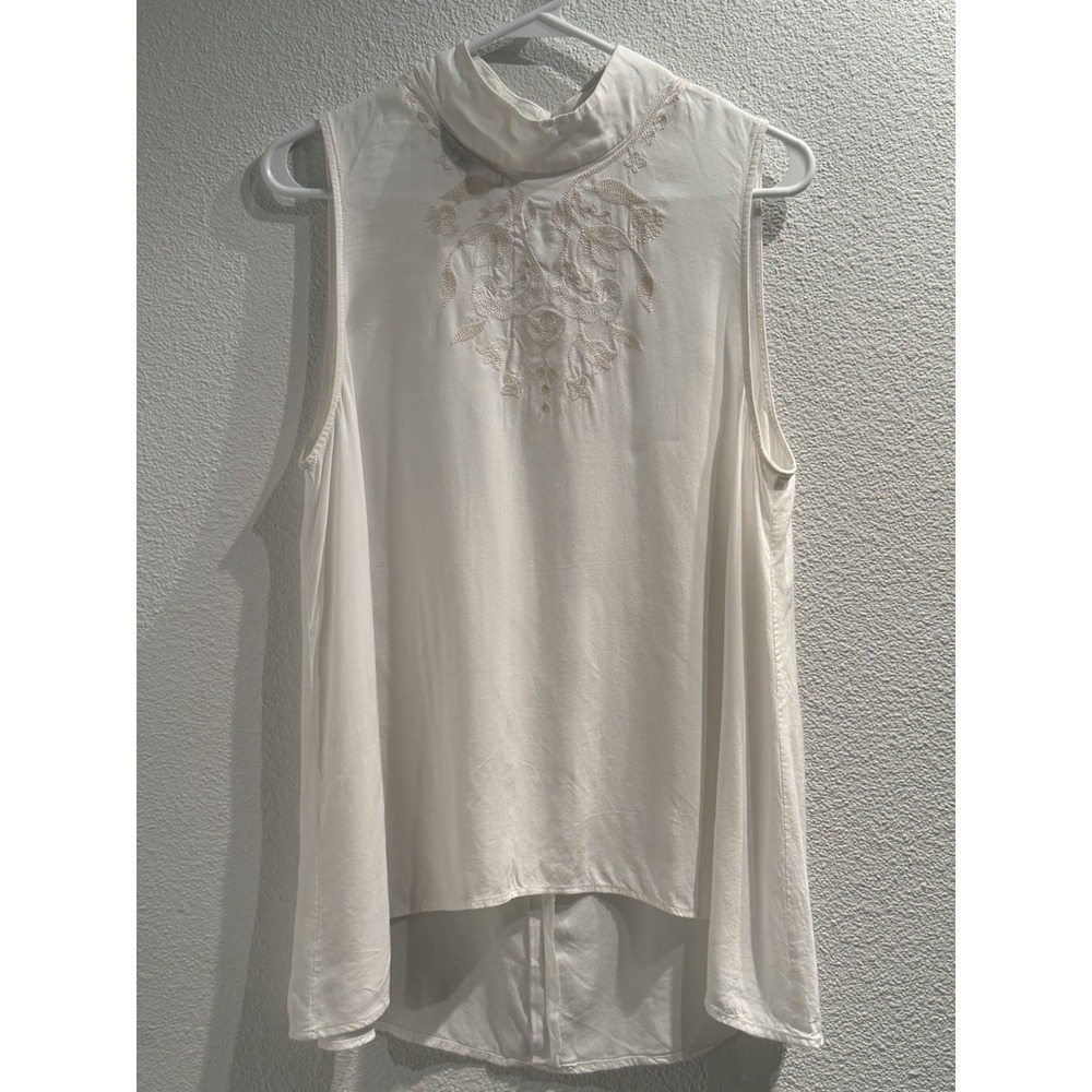 Pendleton‎ Woolen Mills Womens Embroidered Ivory Sleeveless Tank Fairy Blouse L